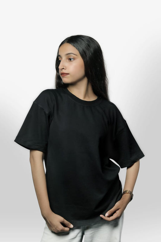 Haeper women's Black oversized T-shirts front side