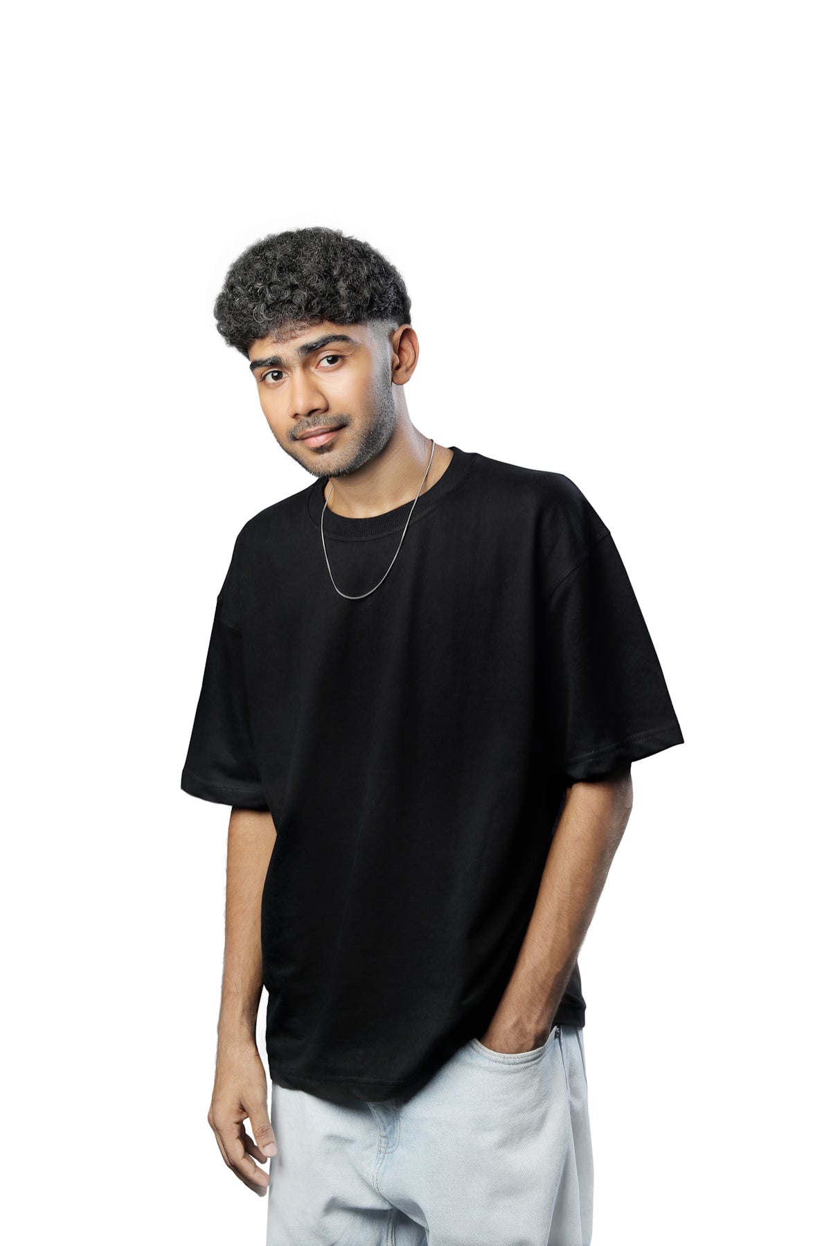 Haeper Black oversized T-shirts Left side